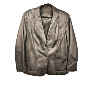 Outbrook‎ Women's Black Lambskin Leather Jacket Large Two Button *Some Wear See